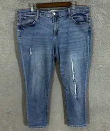 Gap 1969 Best Girlfriend Jeans 33 Blue Distressed Relaxed Tapered Boyfriend