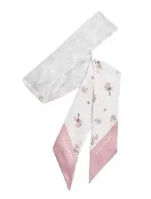 NWT Coach Floral Print Silk Skinny Scarf Chalk Multi