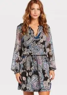 Allison Joy Evereve Paisley Chiffon Boho Mini Dress