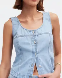 EUC Madewell light blue denim button front vest size 0 boho western