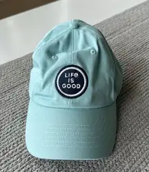 Life is Good Teal Aqua Navy Blue Patch Logo Cotton Baseball Hat Cap
