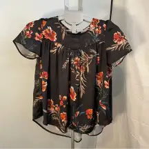 Molly Bracken Black floral blouse‎ size XS