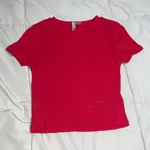 Divided red ribbed crop top