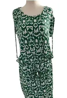 Michael Kors Green & White Stretch Long Top Shirt Tunic Women Sz Large | 15-175