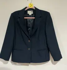 Woman’s Vintage Leslie Fay Petite Haberdashery Blue Size 10 2 Button Suit Blaze