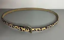 Genuine Leather Leopard Cheetah Print Dyed Real Animal Fur Vintage Belt 37”Waist