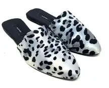 Natori Adore‎ Satin Leopard Print Mules Black Gray Size US 7