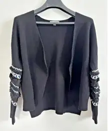 THML Cardigan Womens Size Small‎ Blue White Ruffle Fringe Boho Southwestern