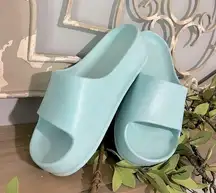 Trendy Beach Shoes Comfy Bali Platform Slides Foamy  Aqua Womens 7 Sandals