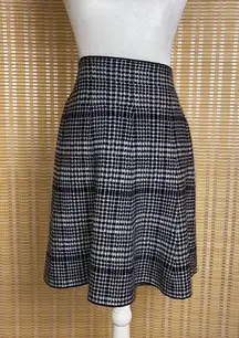 Houndstooth Flared Knit Sweater Skirt Black & White