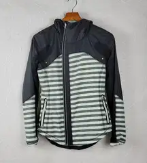 Lululemon Run Get Up And Glow Women Jacket Sz 4 Black Mint Reflective 360 Stripe