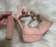 Fashion Nova Pink Glitter Platform Heels Size 7