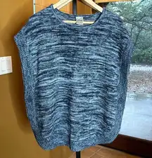 Vintage Blair Women's Poncho Blue Sweater Size Small Oversized