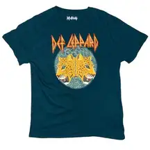 Def Leppard leopard blue green hysteria tour graphic T-shirt women’s size XL