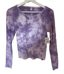 BP Nordstrom NEW purple ivory tie dye long sleeve lace crew neck XS