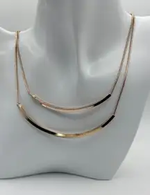 The Limited Rose Gold Layered Double Curved Bar Necklace