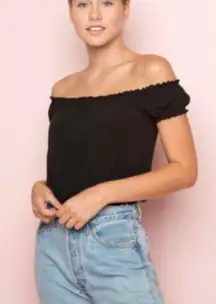 Black Ruffle Off the Shoulder Top