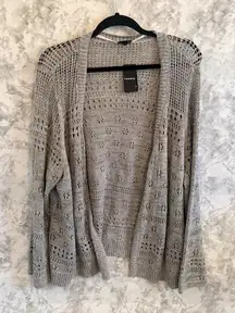 Torrid 3 Heather Grey Cardigan Drop Shoulder Open Stitch Cropped 3x 22 24 NWT
