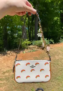 Coach NWT CJ657  Nolita 19 With Rainbow Print With Handmade Chain extender