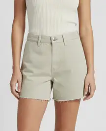 BOYISH JEANS Kirby Cream Cotton Cut Off Raw Hem High Rise Denim Shorts