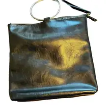 Joy Susan Metallic‎ Gold Vegan Leather Crossbody Clutch Wristlet Bag