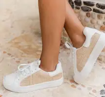 Raffia Side Panel Lace Up Sneakers