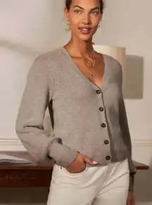 Boden Cashmere Pleat Detail Cardigan Size 12