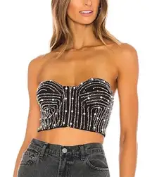 H:ours Women's Decadence Black Sequined‎ Bustier Top Size Medium Revolve