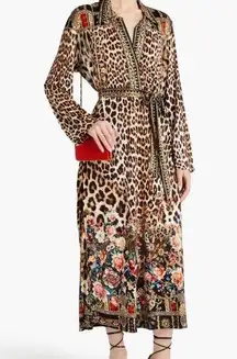 Camilla Printed Midi Jersey Dress in Leopard Animal Print Floral Sz 8