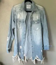 Distressed Jean shacket