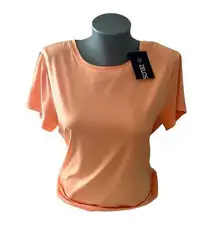 NWT Women's Zelos Orange Cantalope Active Shirt with Ruched Back New Size Large