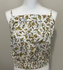 Loft Floral Tank Rushed banded botton Top Large