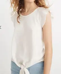Madewell Tie-Front Marin Sweater Tee in Pearl Ivory Size XXS GUC
