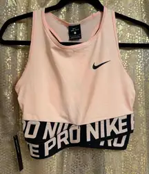 Nike Pro Intertwist Cropped Tank Top Black Light Pink Small NWT