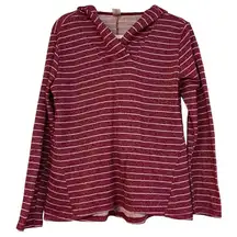 St. John’s Bay Medium Burgundy Red Striped Sparkly Hoodie Shirt