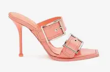 NEW Alexander McQueen Double Buckle Punk Mule in Apricot, Size 39.5 Retail $1050