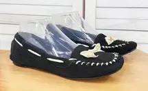 Banana Republic Suede Moccasin Shoes Cream Bow Black 7 Flats