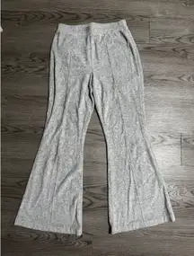 Aerie Gray Ribbed Knit Flare Lounge Pants Medium Elastic Waist Casual Comfy Med