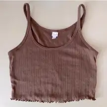 colsie NWOT  brown coquette lettuce hem cropped tank top