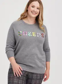 Raglan Sweater - Grey Sequins Cheers Lettering Size 4