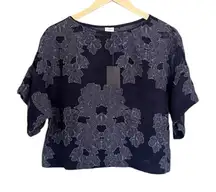 Aritzia Wilfred Blayze Crop T-Shirt Blouse Navy Blue XS Oversized