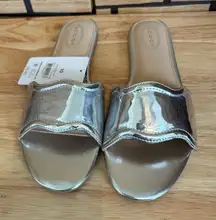 Scoop Silver Metallic Slide Sandals‎ Size 10