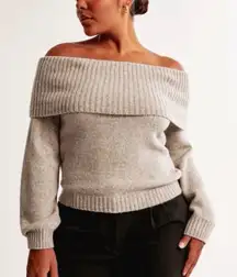 Abercrombie off the shoulder sweater Tan