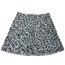 Theory  Skirt Womens 4 Black White Print Eyelet Overlay Mini A Line Cotton