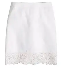 J. Crew White Cotton Lace Trim Lined Mini Skirt Size 6