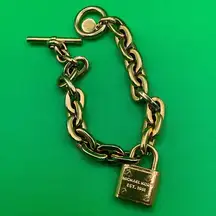 A Heavy Rare Really Nice Vintage MICHAEL KORS Gold-Tone Lock Bracelet