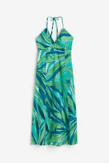 Tropical Print Halter Maxi Dress