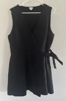 J Crew Wrap Dress Womens XL Black Mini Minimalist Capsule Career Classy