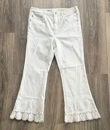 Pilcro and the Letterpress High-Rise White Flare Jeans 31 Women’s Cropped