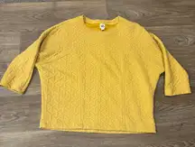 Ivy Jane Mustard Quilted Knit Top – 3/4 Sleeve Boho Western – Small - Made USA